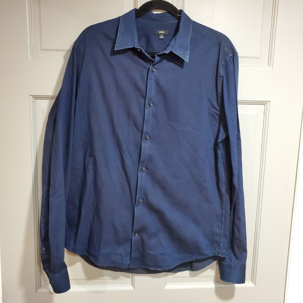 Vince Men's shirt Large Blue Long Sleeve button up lightweight office‎ casual